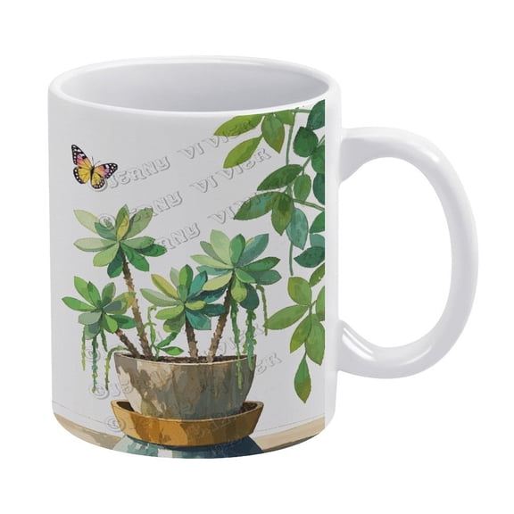 Charming 11 oz Succulent Coffee Mug - Ideal for Gifting and Personal Use