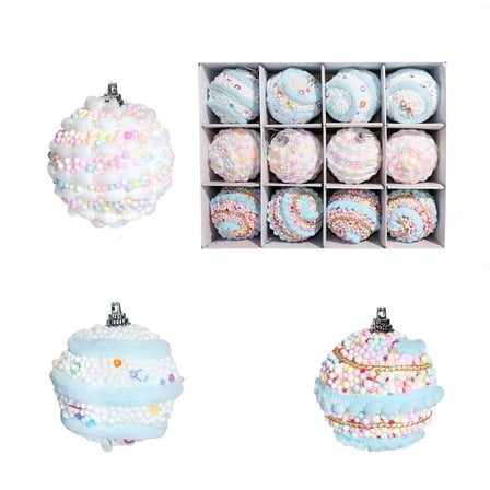 Charming 12 Pcs Pastel Foam Christmas Ball Ornaments For Festive Decor!