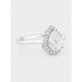thumbnail image 1 of Charming 14K White Gold Cubic Zirconia Pear Halo Ring Engagement Ring Handmade Jewelry Moissanite Diamond Ring, 1 of 4