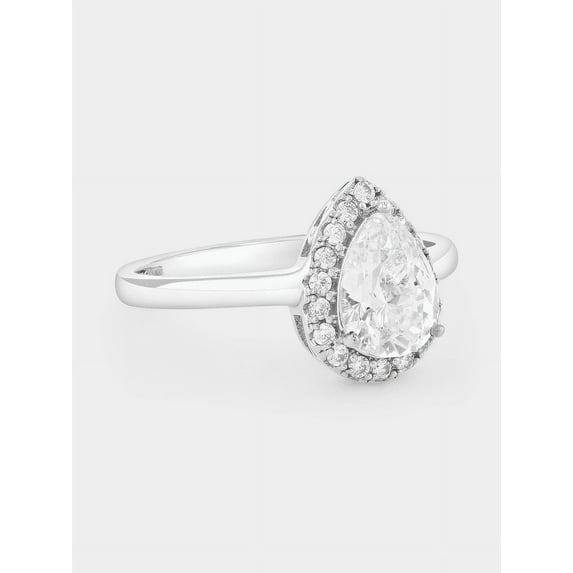 Charming 14K White Gold Cubic Zirconia Pear Halo Ring Engagement Ring Handmade Jewelry Moissanite Diamond Ring