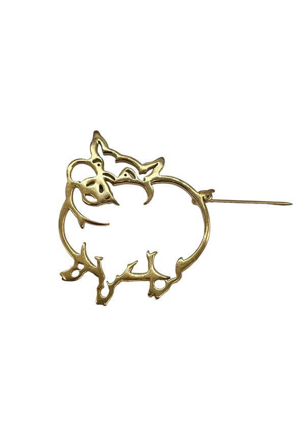Charming! 6.5 Gram Vermeil Piggy Brooch Pin! | 1.75 inch |
