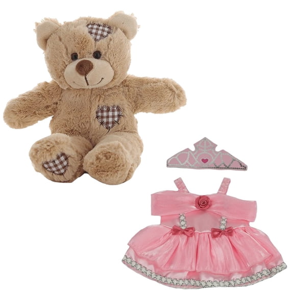 Charming 8-Inch Brown Patches Bear with Unicorn Horn and Rainbow Tutu - Magical Plush Toy for Kids