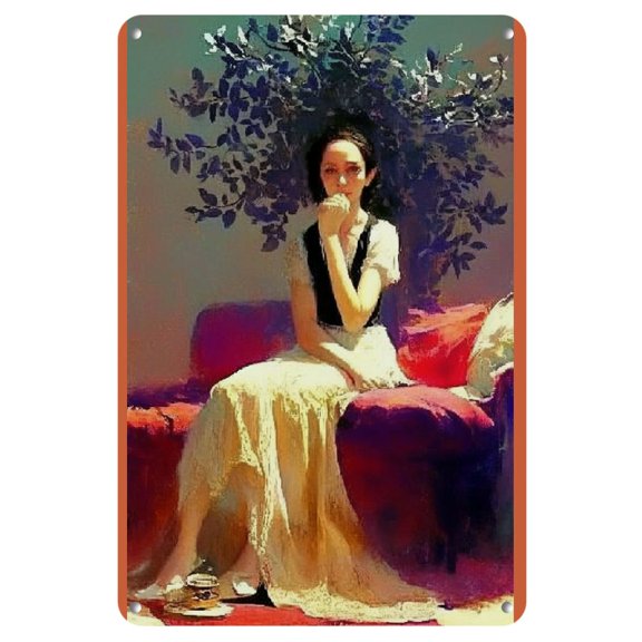 Charming 8x12" Metal Wall Art - Heartwarming Oil Painting Design | Weatherproof Decor for Home, Kitchen, Garden, Bedroom, Bar, Bathroom, Coffee Shop & Parties, Perfect for Room Decor