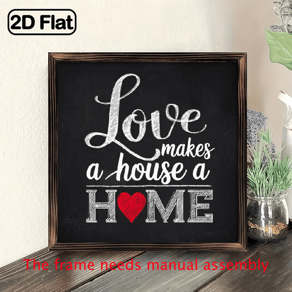Charming 8x8in 'Love Makes A House A Home' Wooden Sign - Perfect for Valentine's Day Farmhouse Decor, Ideal Gift for Couples