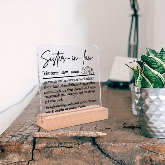 Charming Acrylic Plaque 3.9X3.9 Inch Premium Clear Acrylic Perfect Thank You Birthday Or Holiday Gift For New Sister In Law Ideal For Home & Office Decor Durable Sentimental Keepsake