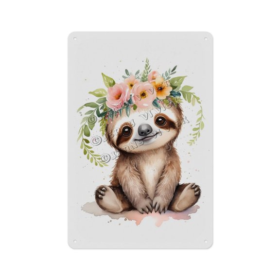 Charming Aluminum Sign - Funny Sloth - 8 x 12 Inches - Whimsical Metal Sign for Kids' Room Perfect for Encouraging Smiles