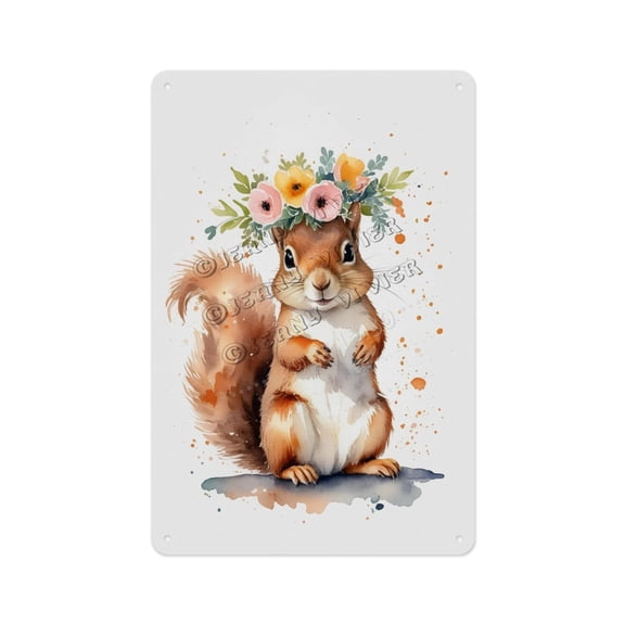 Charming Aluminum Sign - Funny Squirrel - 12 x 16 Inches - Whimsical Metal Sign for Living Room Perfect for Entertaining Guests