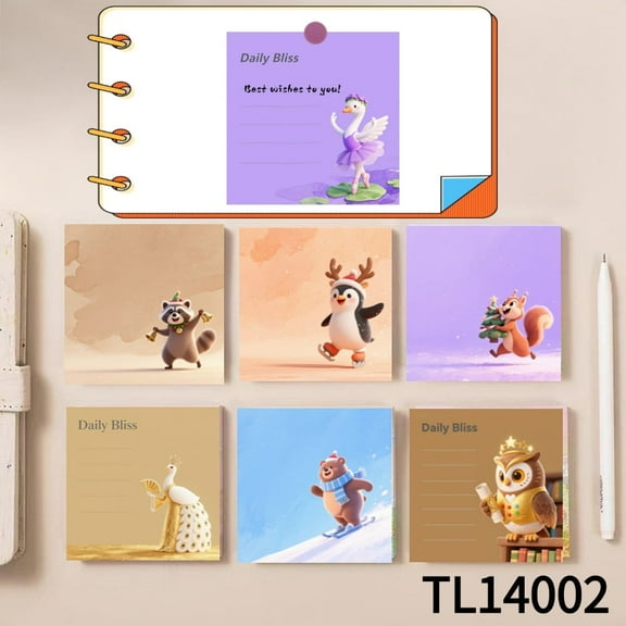 Charming Animal Characters on Daily Bliss Sticky Notes (3.543.54 Inches) 100-Pack with105 Emoticon Stickers,Ideal for Quickly Jotting Down Reminders,marking Key Points and Leaving Temporary Messages