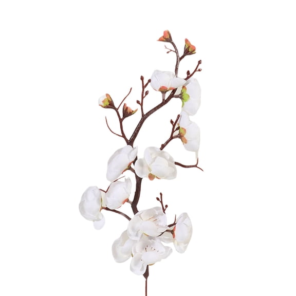 Charming Artificial Blossom Flower Faux Flowers for Chinese Home Interior Flower Arrangement Decoration Living Room, 10In, 1Pcs (White)