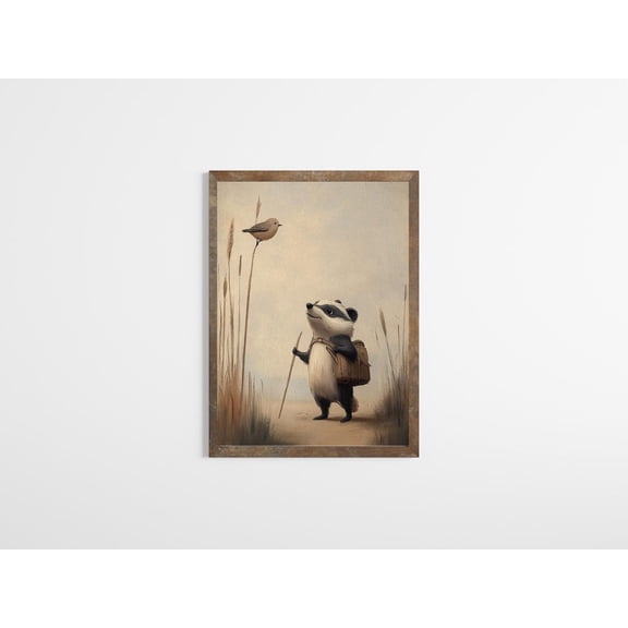 Charming Badger Print Poster Whimsical Nursery Wall Art Poster Vintage Nature Print Poster Natural Wall Decor Poster Art E943, Unframed Poster Size 8x12 F03.1.18l1023