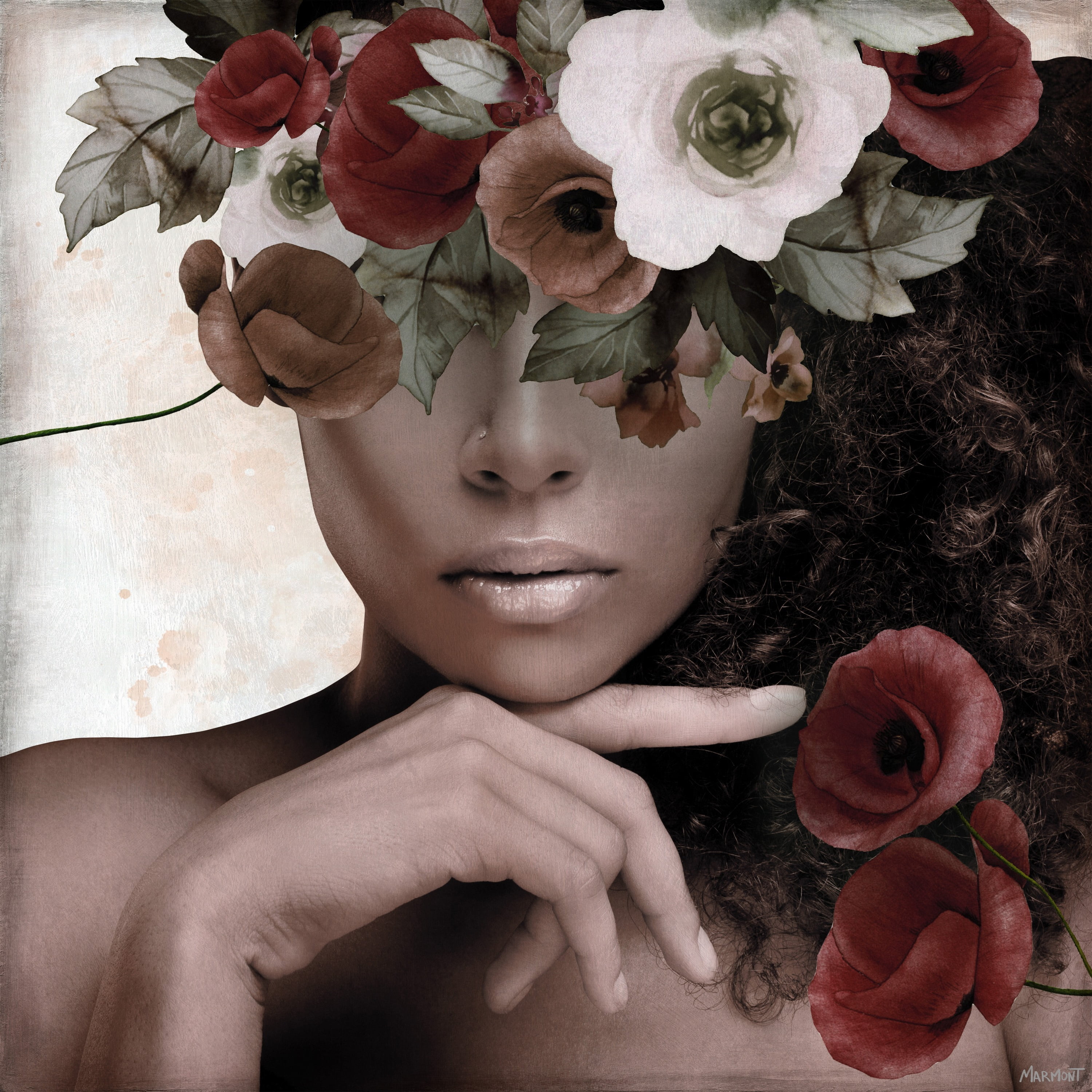 Charming Beauty 18 in x 18 in Painting Canvas Art Print, by Marmont Hill