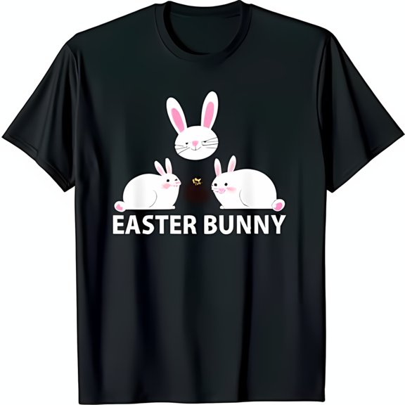 Charming Black T-Shirt with Triangular Easter Graphic Design