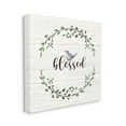 thumbnail image 1 of Charming Blessed Phrase Blue Bird and Wreath Religious Gallery-Wrapped Canvas Print Wall Art, 17x17, 1 of 6