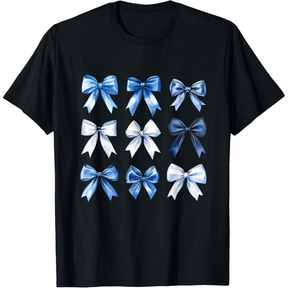 Charming Blue Bow Cute Ribbon Motif For Women T-Shirt