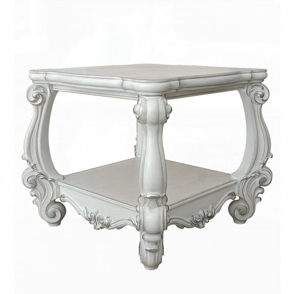 Charming Bone White End Table with Bottom Shelf for Your Home Decor