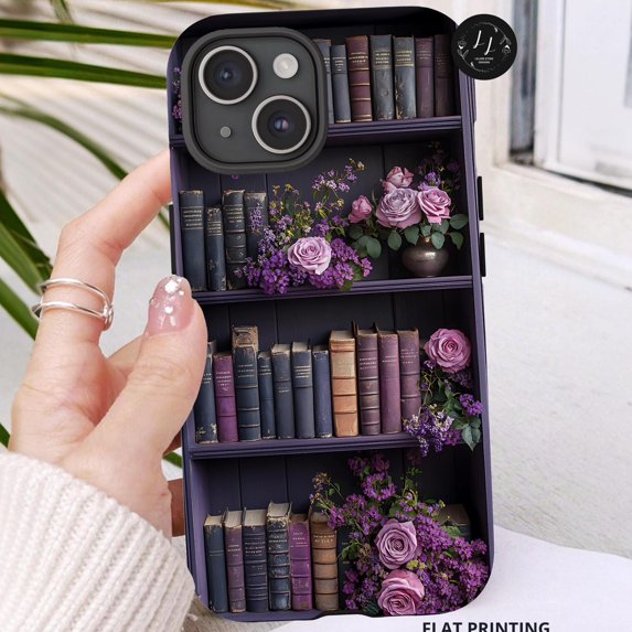 Charming Bookish Purple Pink Library Case for iPhone 17 to 11 Pro Max ...