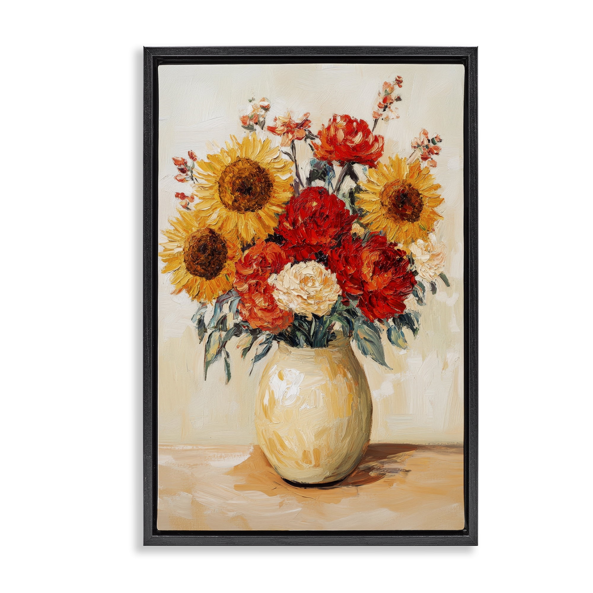 Charming Bouquet of Fall Black Framed Floater Canvas Wall Art, design by Petal Prints Design