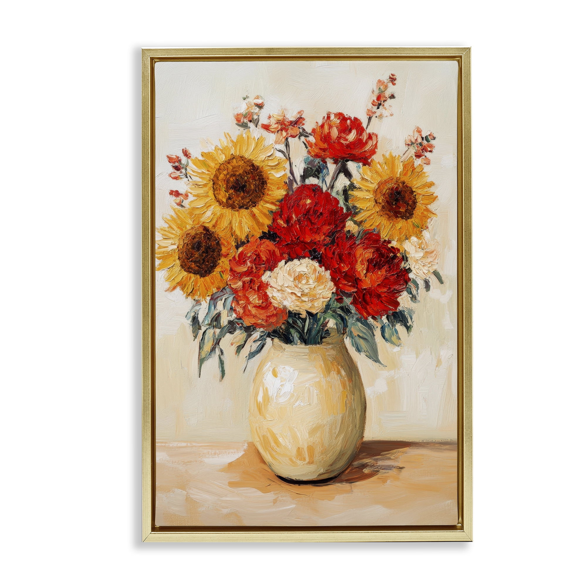 Charming Bouquet of Fall Gold Framed Floater Canvas Wall Art, design by Petal Prints Design