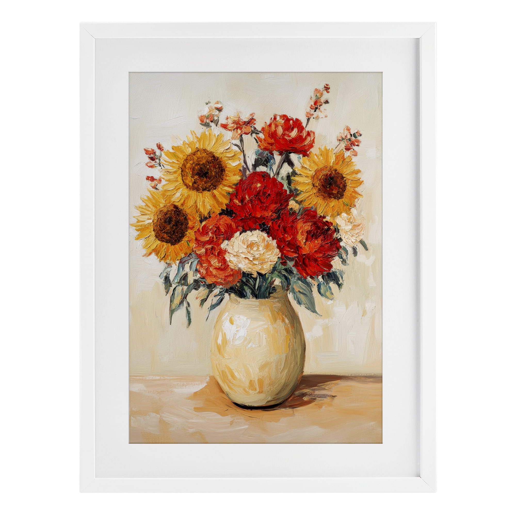 Charming Bouquet of Fall White Framed Print Under Glass, design by Petal Prints Design