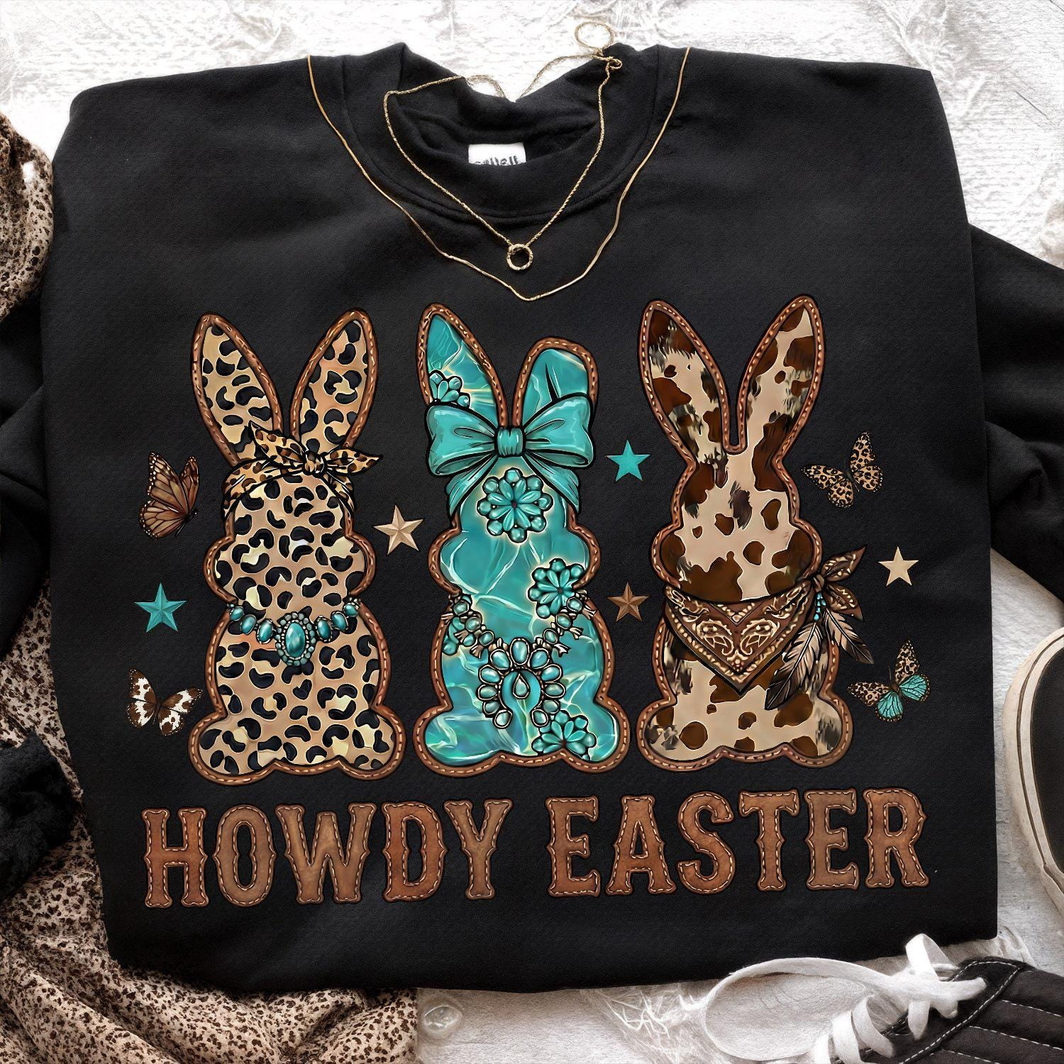 Spring Howdy Charming Bunny Design Howdy Easter Sweatshirt for Festive Spring ...