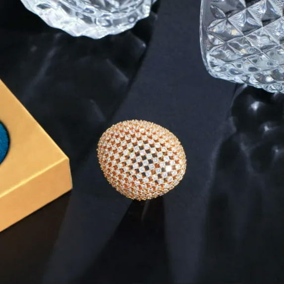 Charming CZ Big Tennis Ring Cubic Zirconia Cocktail Party for Fiancee Jewelry