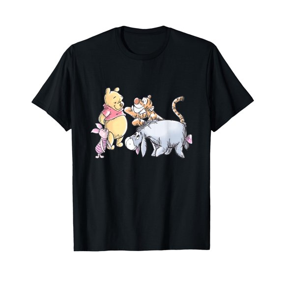 Charming Cartoon Friends Gathering T-Shirt for Fun and Playful Moments