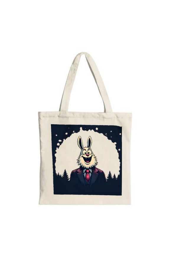 Charming Cartoon Rabbit Tote Bag - Stylish Canvas Bag with Moonlit Design Perfect for Shopping Travel and Parties