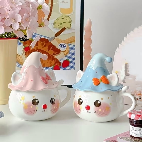 Charming Cat Ceramic Coffee Mug Adorable Reusable Cup for Cat Lovers Hot Tea Hot Chocolate Gift