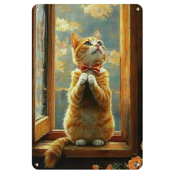 Charming Cat Iron Wall Art for Garden Window Sill - Perfect for Home Decor, Bedroom, Living Room, or Study