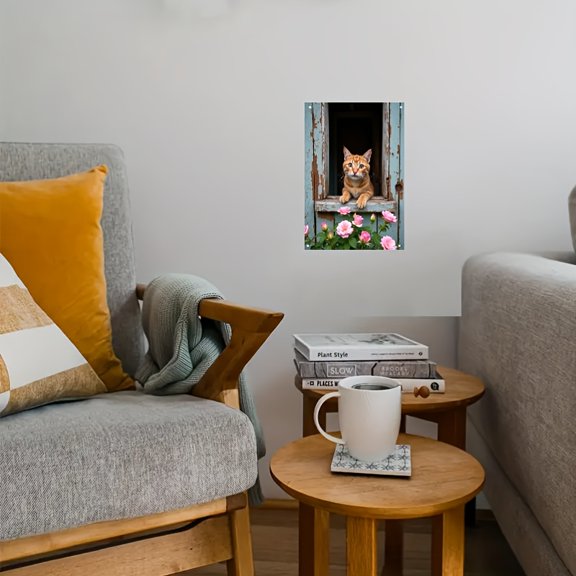 Charming Cat Iron Wall Decor, Suitable For Garden Window Sill - Perfect Home Decoration, Bedroom, Living Room Or Study - 8x12 Inches