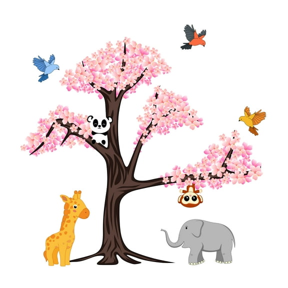 Charming Cherry Blossom Tree Branch Vinyl Wall Decal - Sticker for Home Decoration in a Cherry Blossom Themed Nursey Room, Floral Art Easy To Apply & Removeable-Size: 10" x 10".