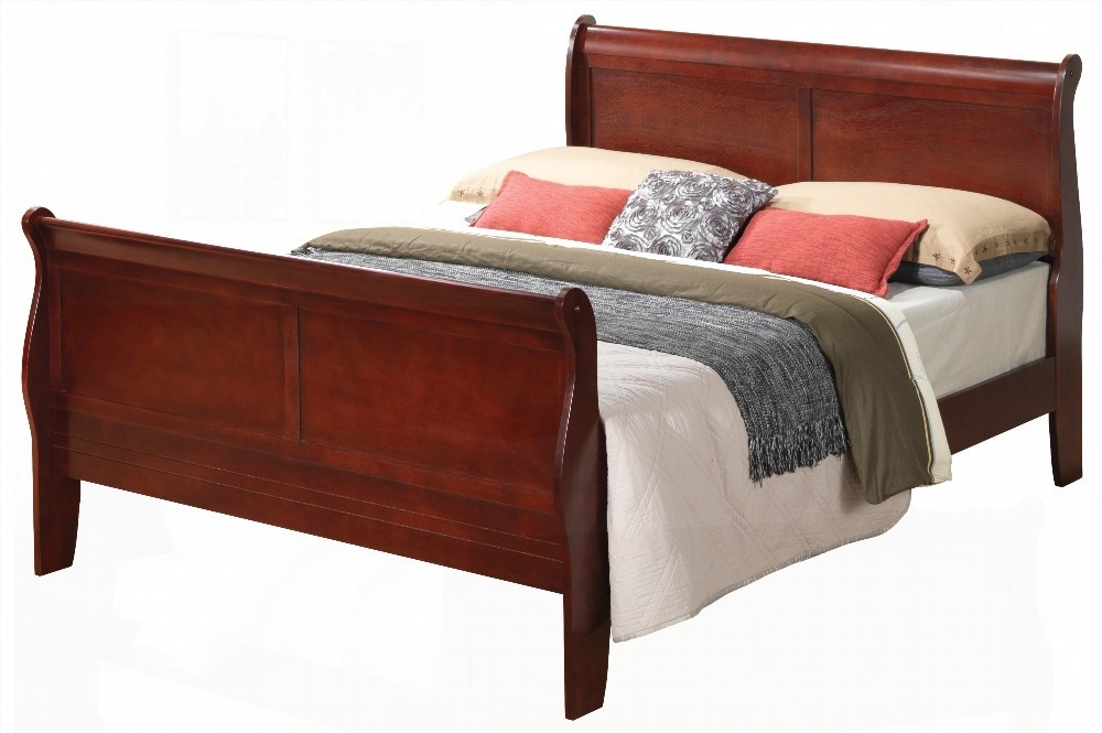 King Size Cherry Finish Traditional Bed Frame with Durable Build and Ample Space
