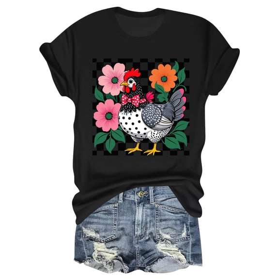 Charming Chicken Delight T-Shirt – Rustic Farmhouse Design – Colorful Bohemian Style – Perfect for Animal Lovers & Fun Gatherings