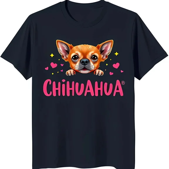 Charming Chihuahua Cartoon Dog Hearts Cute Art Unisex T-Shirt up to size 5XL