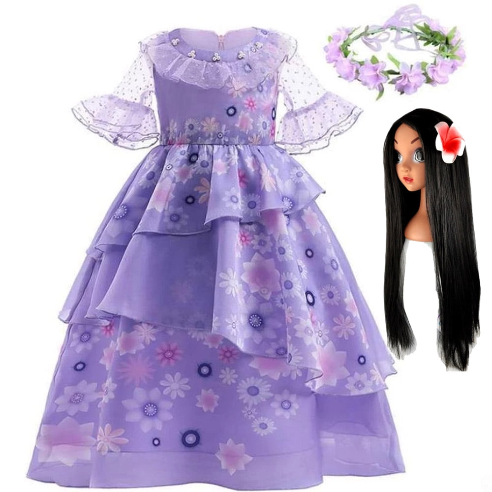 Charming Children Cosplay Costume Princess Dress+Wig+Garland