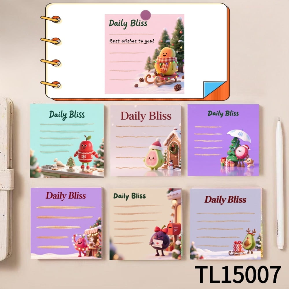 Charming Christmas Fruit - Themed Sticky Notes (3.54×3.54 inches) 100 ...