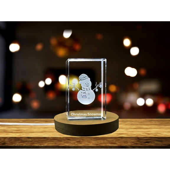 Charming Christmas Snowman | 3D Engraved Crystal Decoration