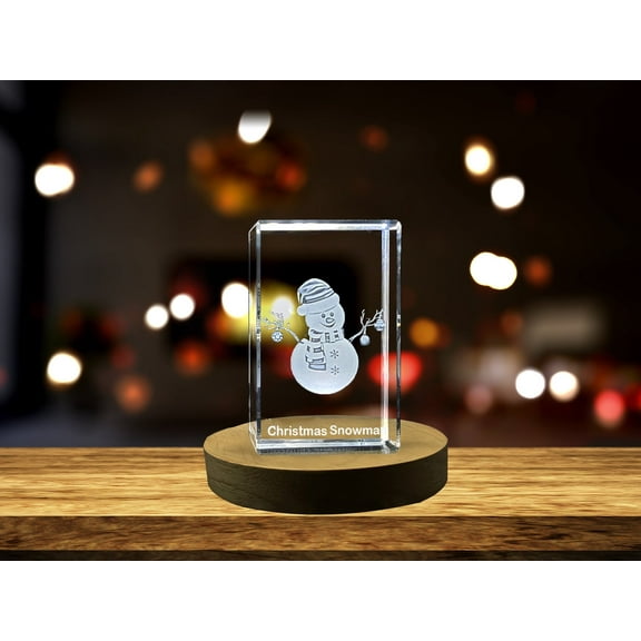 Charming Christmas Snowman | 3D Engraved Crystal Decoration
