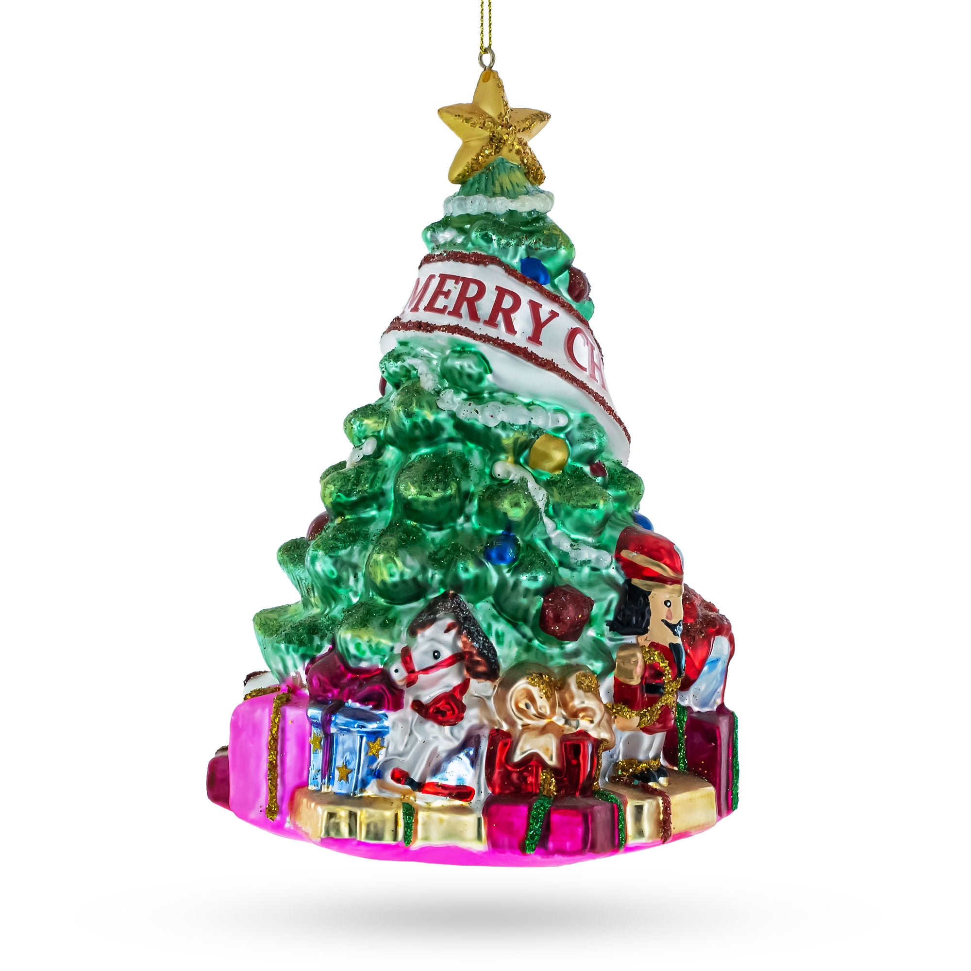 Charming Christmas Tree with Gifts Glass Christmas Ornament - Walmart.com