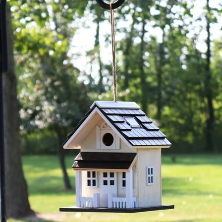 Charming Cottage LED Solar Wooden Outdoor Hanging Bird House - 9.25"