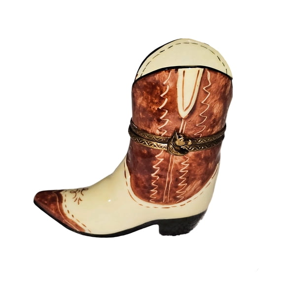 Charming Cowboy Boot for Collectors Limoges Box Porcelain Figurine
