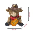 thumbnail image 1 of Charming Cowboy Cow Resin Ornament for Home Office Decor - Adorable Calves with Guitar and Cactus - Unique Western Themed Tabletop Decoration, 1 of 2