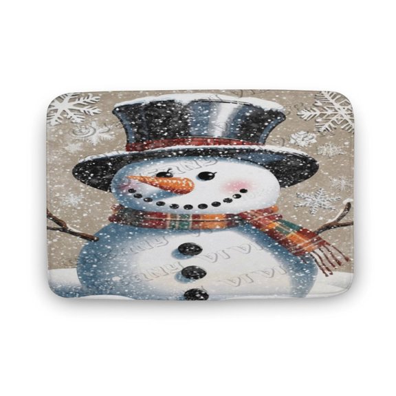 Charming Cute Snowman Bathroom Rug - 16x24 inches, Cozy Coral Fleece, Non-Slip Feature, Fun Decor for Bathroom or Living Room