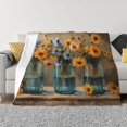 Charming Daisy Bouquet Art Throw Blanket for Couch, Soft Comfy Warm