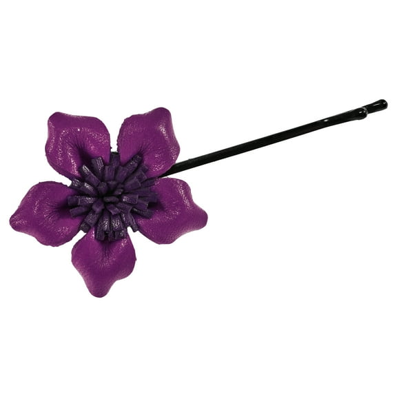 Charming Daisy Flower Blossom Purple Genuine Leather Hair Pin