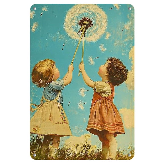 Charming Dandelion and Young People'S Retro Metal Tin Plate-Home, Bar, Cafe Or Garage Decoration, Interior/Room Exterior Wall Art, 8X12 Inches