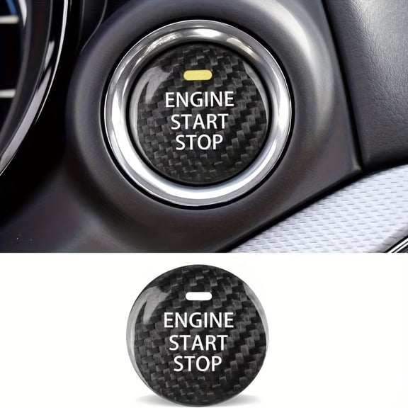 Charming Decorative Real Carbon Fiber Sports Car Key Fob Keyless Engine Start Stop Push Button Cover Decorative Sticker, Suitable for Mazda 3 6 CX-3 CX-5 CX-9 MX-5 Miata Additions 1pc