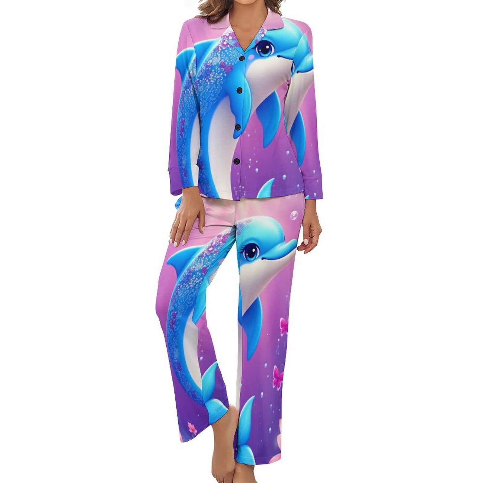 Charming Dolphin in Floral Fantasy(1)-2 Pajamas Woman Vintage Pajamas ...