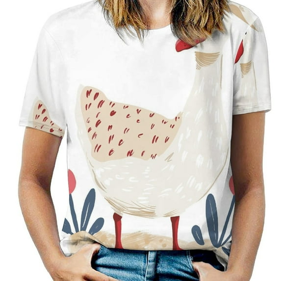 Charming Duck Floral Art Women's Short Sleeve Tops Casual Blouses T Shirt