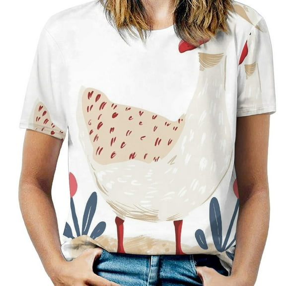 Charming Duck Floral Art Women's Short Sleeve Tops Casual Blouses T Shirt